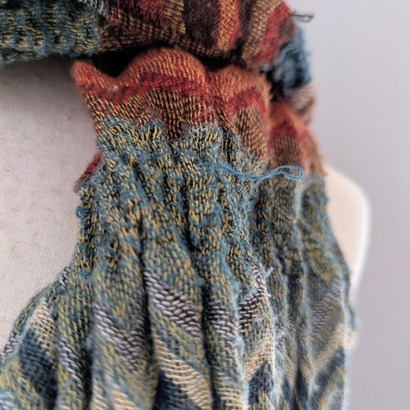 Chevron Knit Multicolor Fringe Scarf | Missoni-Style Zigzag | Boho Lightweight - Picture 7 of 9